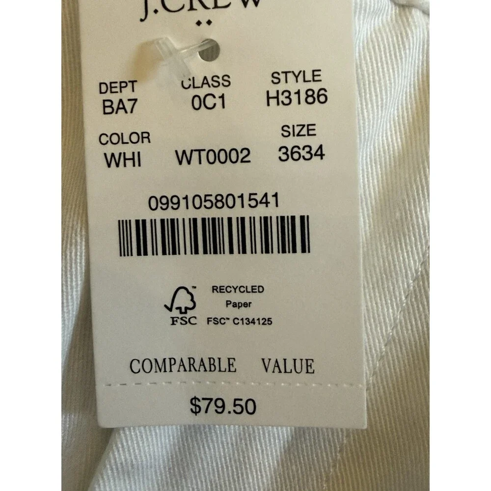 J. Crew Pants Men's Size 36x34 White Straight Flex